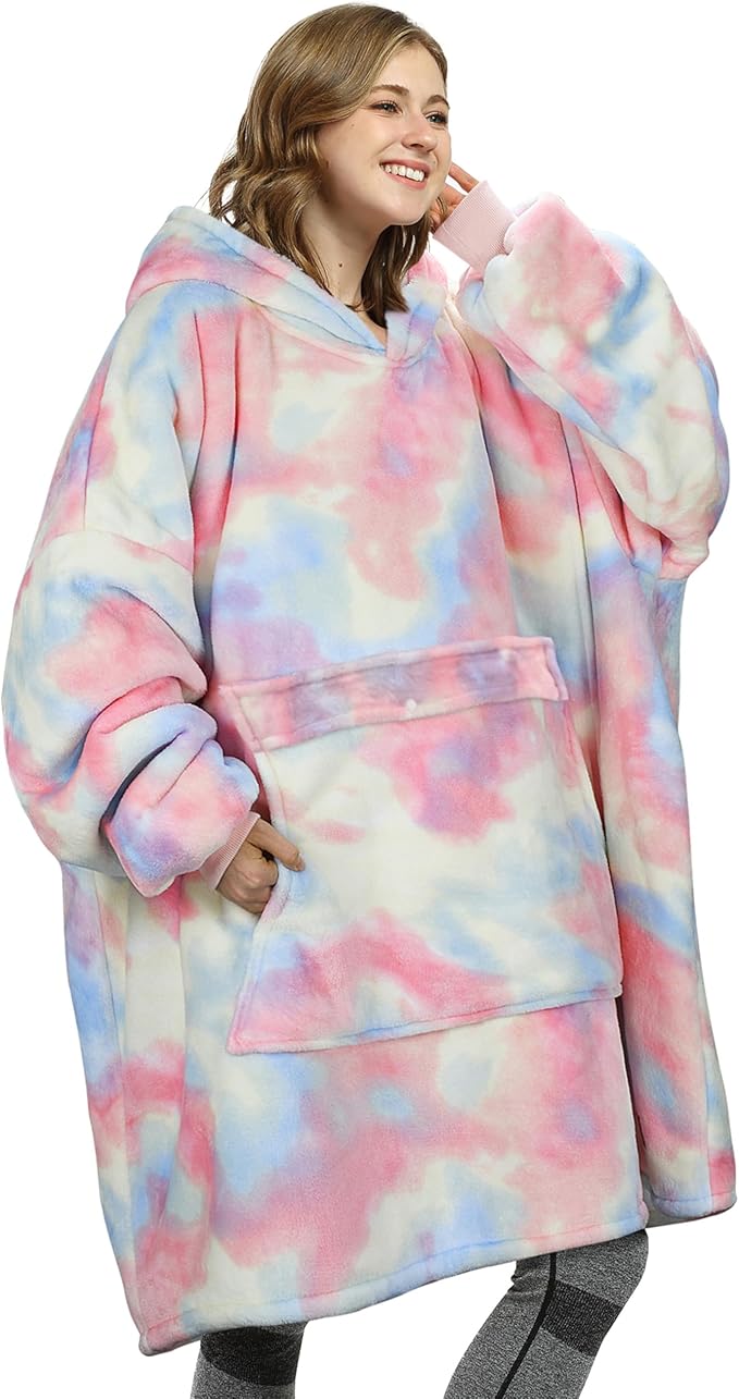 Catalonia Oversized Blanket Hoodie Sweatshirt, Wearable Sherpa Lounging Pullover for Adults Women Men