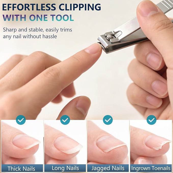 Silver Heavy-Duty Straight-Edge Nail Trimmer – 2 PCS Professional Stainless Steel Wide-Jaw Toenail & Fingernail Clippers for Thick Nails