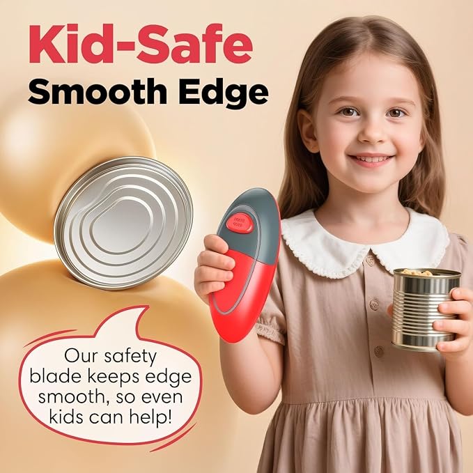 Electric Can Opener Fits Almost All Can Sizes for Seniors with Arthritis, Hand Held Battery Operated Can Opener with Smooth Edge, Food Safe Kitchen Gadgets Automatic Can Opener for Kitchen