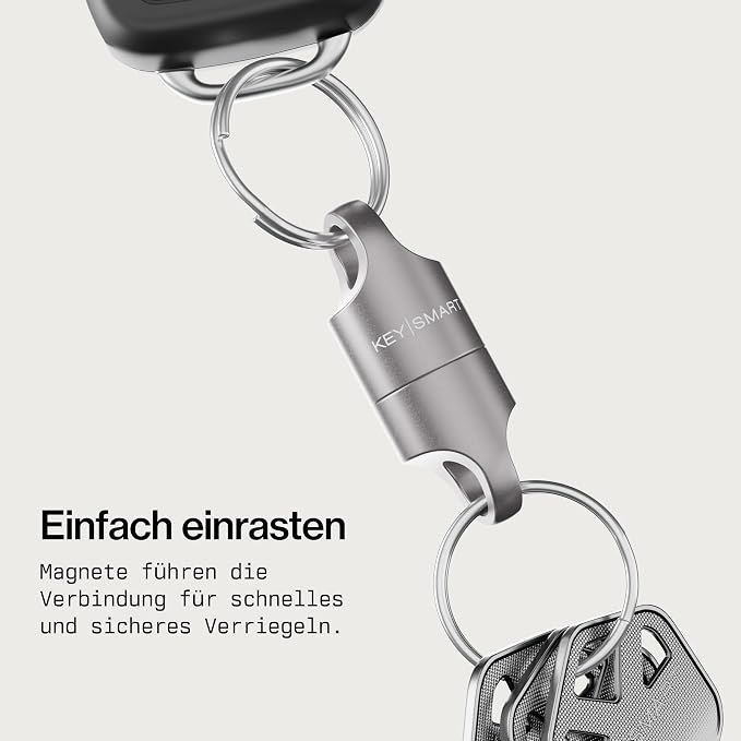 KeySmart MagConnect Magnetic Key Holder for Purse, Key Chains for Car Keys - Detachable Key Ring Quick Release Keychain
