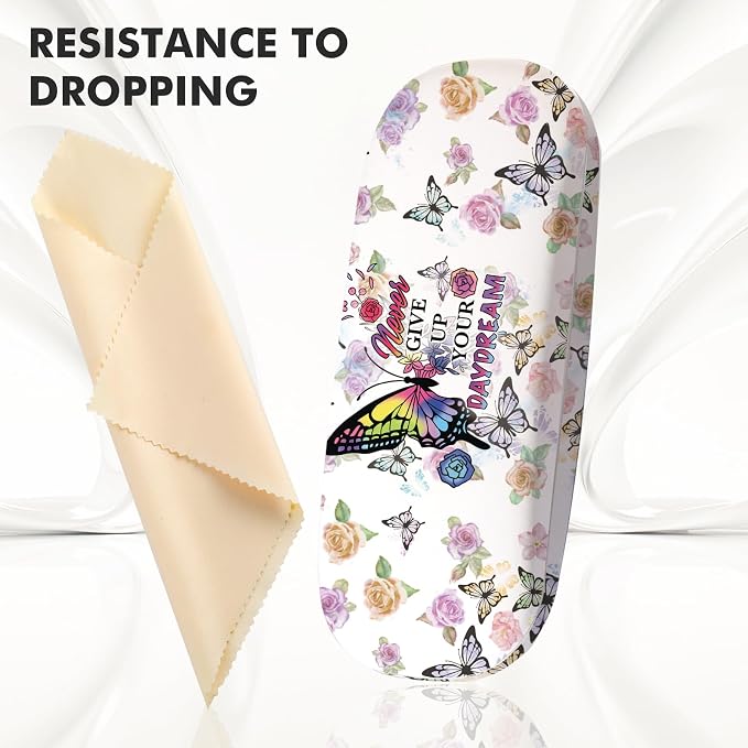 Glasses Case Hard Shell,Portable Protective Eyeglasses Case, Eyeglass Holder Box with Cleaning Cloth, for men women