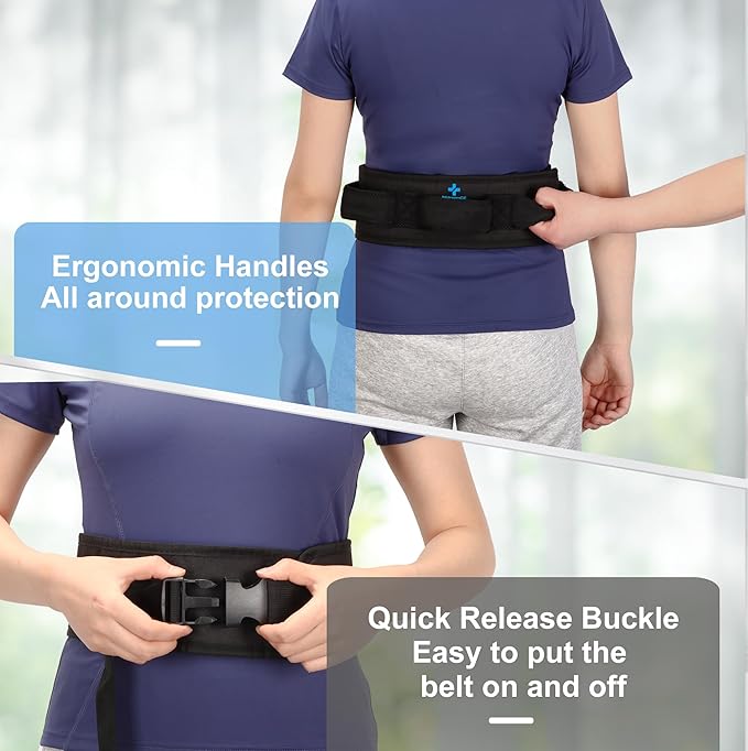 NIdreamCE Gait Belt Transfer Belts with Handles for Lifting Seniors, Safety Gate Belt with Quick Release Buckle Nursing Safety Patient Assist for Elderly, Disabled, Physical Therapy, Caregivers(Black)