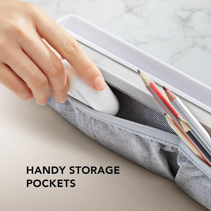 HUANUO Laptop Lap Desk - Portable Lap Desk with Pillow Cushion, Fits up to 15.6 inch Laptop, with Anti-Slip Strip & Storage Function for Home Office Students Use as Computer Laptop Stand - Marble