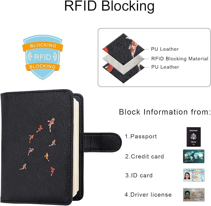 WALNEW Passport Holder for Travel, RFID Passport Wallet, Travel Essentials | PU Leather Passport Cover Case with Pen Holder, Travel Must Haves Accessories, Passport Book Holder for Women Men