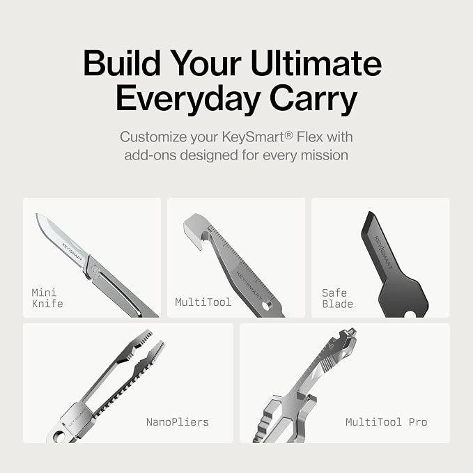 KeySmart Flex - Key Holder for Keychain-Compact Key Organizer for Key Chain, Minimalist Clutter-Free, Up to 8 Keys