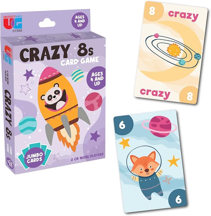 Crazy Eights Travel Card Game, Classic Family Game, Ages 4+