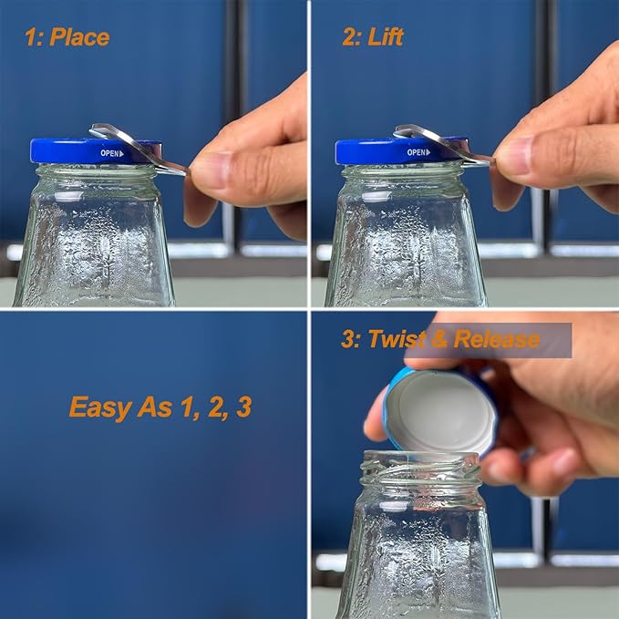 Magnetic Jar Opener Gripper, Jar Openers Top Rated For Seniors Weak Hands, Bottle Opener Built-In, 2-IN-1 Jar & Bottle Opener x 1, Rubber Jar Openers Gripper x 4