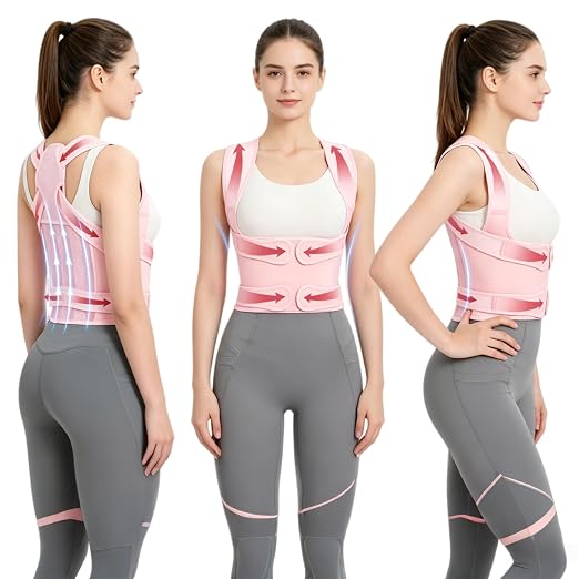 WEEOATAR Upper Back Support Posture Corrector Strap Posture Trainer, Breathable, Easy to Wear with Magic Sticker Back Brace to Improve Posture for Adults and Kids (Pink, S)