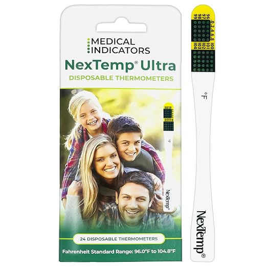 Ultra Disposable Thermometer (24-Pack, Fahrenheit) — Oral Thermometer for Adults, Single Use, Battery Free, Hygienic, High Accuracy Readings in 1 Minute, for Home, Clinic & Travel
