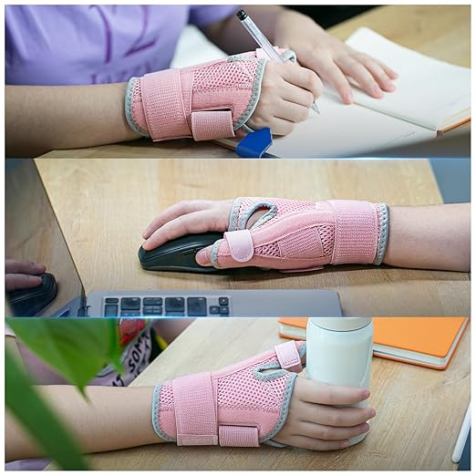 New Upgraded Thumb Splint for Right & Left Hand, Reversible Thumb Brace for Arthritis Pain and Support, Thumb Stabilizer for Sprains, Tendonitis Relief, One Size Fits Any Hand (Pink)