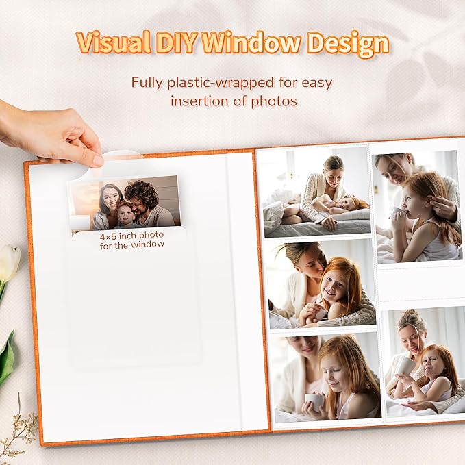 Artfeel Photo Album 4x6 with 600 Pockets,Slip-in Picture Albums,Linen Cover Memory Book with Front Window,White Page Vertical Photo Book for Wedding,Family,Anniversare,Baby,Vacation