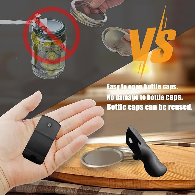 Mason Jar Opener Canning Tool,Canning Jar Opener, Releases Vacuum Seal on Wide Mouth and Regular Mouth Lids,Magnetic Jar Lid Lifter for Canning. Pickling and Home Food Storage (black)