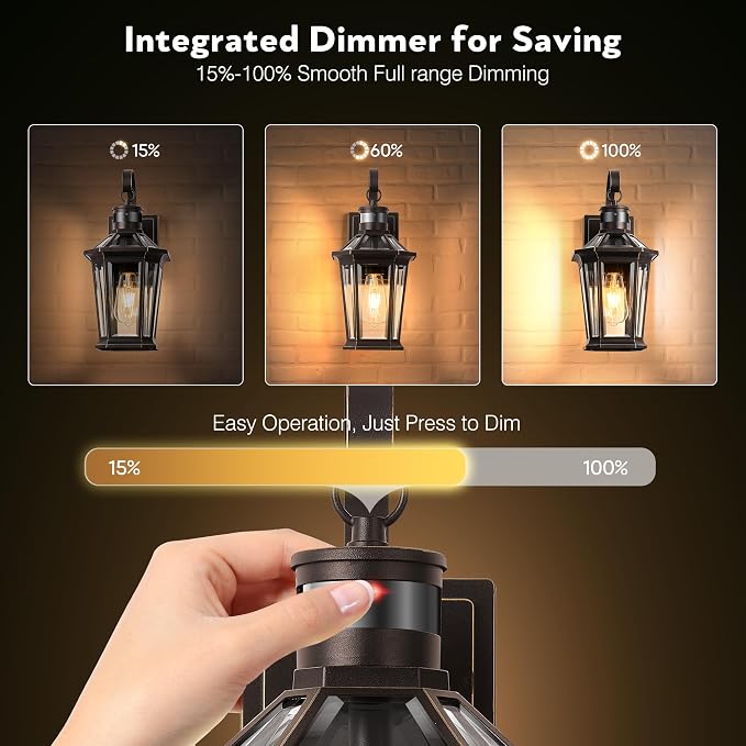 VIANIS Motion Sensor Porch Lights Outdoor Wall Sconce, Aluminum Dusk to Dawn Outdoor Lighting, Waterproof Oil Rubbed Bronze Gold Trim Exterior Lighting Fixtures, Outside Wall Lights for House, Garage