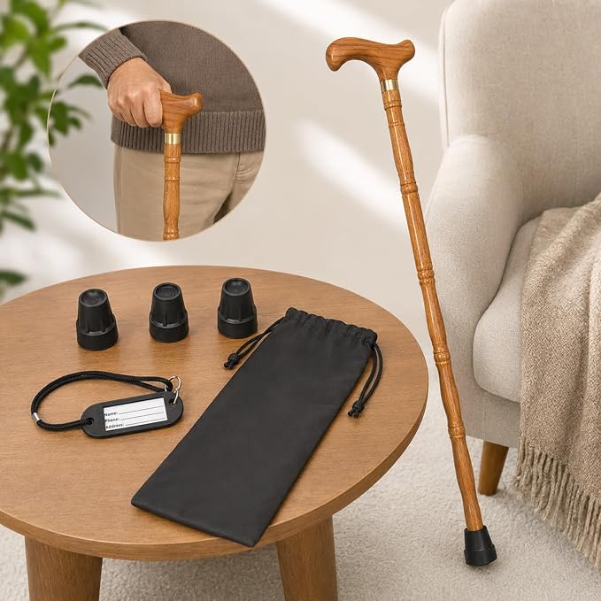 Wooden Walking Canes for Men and Women, Natural Rosewood Walking Sticks for Senior Support, Up to 500 Lbs Walking Stick, Heavy-Duty Walking Cane for Men, Suitable for Gift