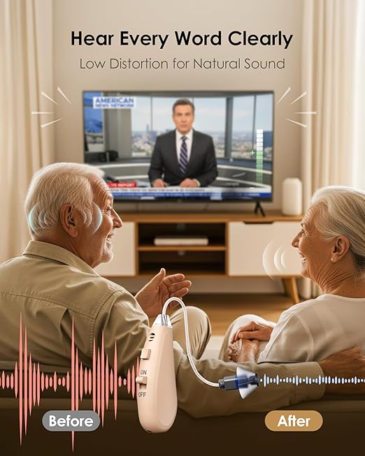 Karthus OTC Hearing Aids for Seniors with Hearing Loss, Rechargeable Lightweight RIC Hearing Amplifiers with Noise Cancelling & Clear Sound, 16-Channel Digital DSP, 7 Level Volume, Easy to Use, Black