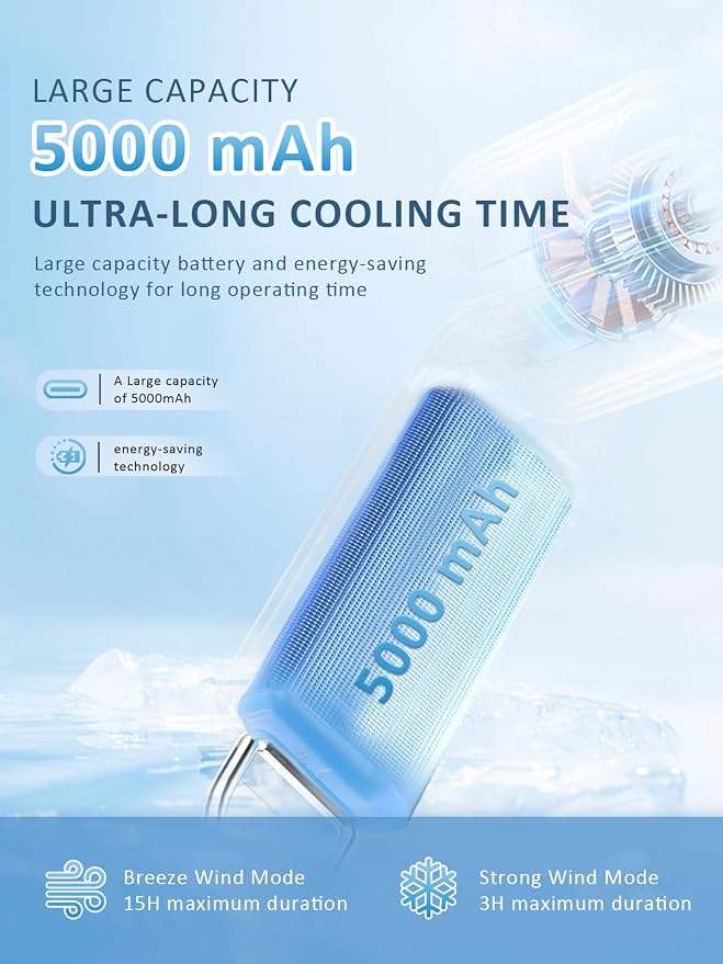 Handheld Fan, Portable Fan, 1-100 Speed Adjustable Turbo Fan, 5000mAh Rechargeable Mini Personal Fan with Foldable Design and LED Display for Travel, Office, Home and Outdoor Use Pearl White