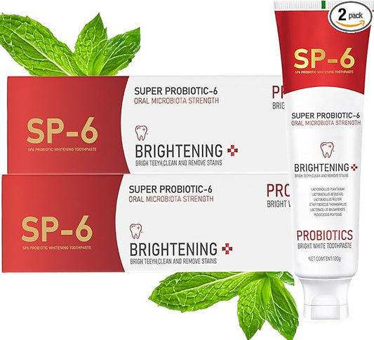 2pcs Sp6 Probiotic Whitening Toothpaste, Sp 6 Toothpaste, Sp-6 Ultra Whitening, Fresh Breath