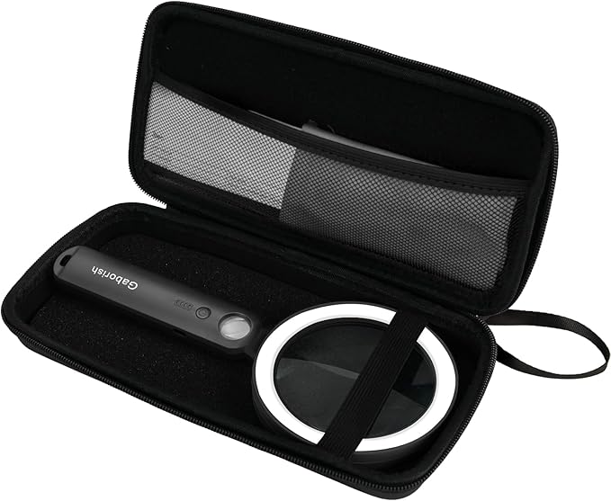 Magnifier with 36 LED Light and Case, 10X 30X Handheld Real Glass Magnifier with 5 Light Modes Dimmable Rechargeable Lighted Magnifying Glass for Seniors Reading, Inspection (White & Black)