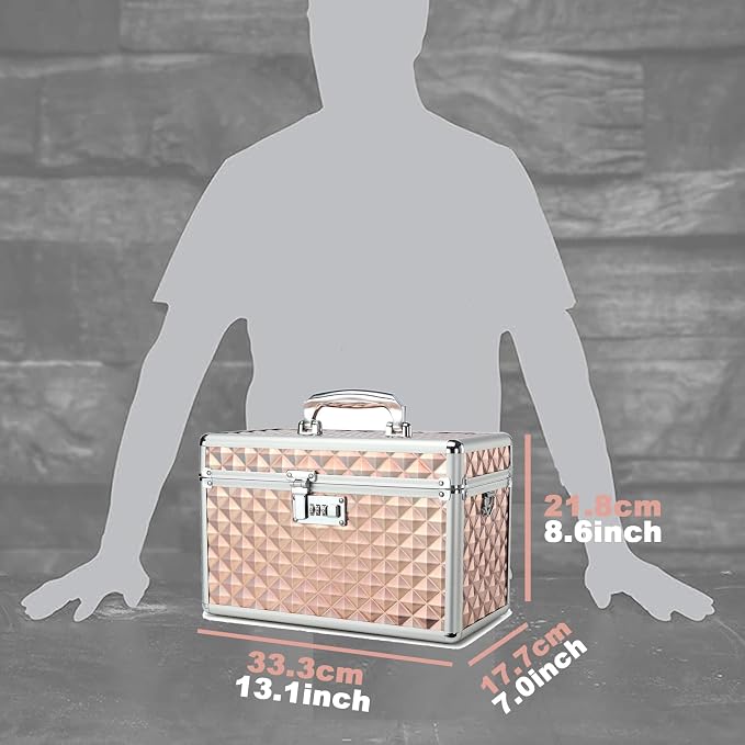 Storage Lock Box with Combination Lock, Lockable Medicine Storage Box, Empty First Aid Box, Security Lock Box, Multipurpose Locking Box for Home and Outdoor Use (Champagne, Large)