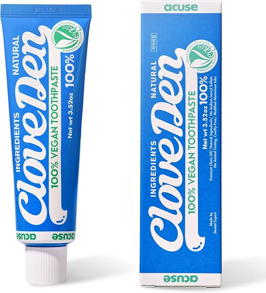 Vegan Fluoride Toothpaste – Herbal Gum Care with Clove & Tea Tree, Anti-Plaque & Tartar Control, Bad Breath Treatment, Gentle for Sensitive Teeth, SLS-Free, Lemon Mint, 3.52oz / 100g