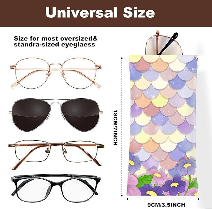 Anikathy 2Pcs Sunglass Eyeglass Glasses Case Soft PU Leather with Cleaning Cloth Cute Glasses Pouch Bag for Men Women Girs