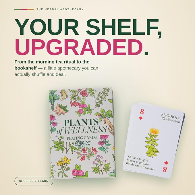 Lingo Plants of Wellness Playing Cards | Medicinal Plants, Herbs & Botanical Healing Card Deck for Adults | Unique Gift for Plant Lovers, Herbalists & Nature Enthusiasts | Educational Wellness Cards
