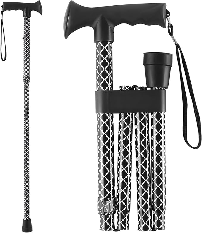 Walking Cane for Men and Women, Foldable Floral Lightweight Adjustable Portable for Folding Canes, Comfortable T-Handle for Seniors Adults
