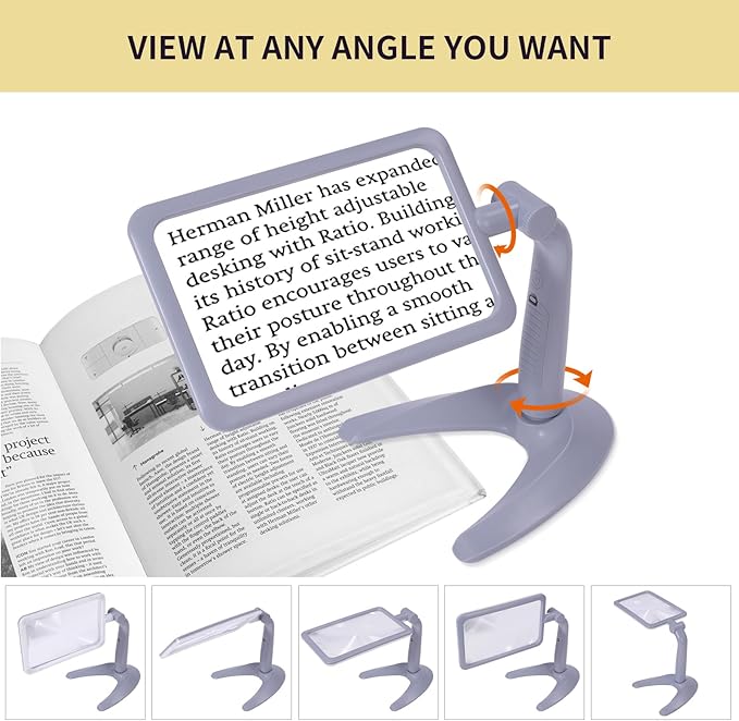 2.5X Magnifying Glass with Light and Stand, Full-Page Desktop Handheld Magnifying Glass with 48 Light for Reading Books Close Work, Powered by USB or Battery