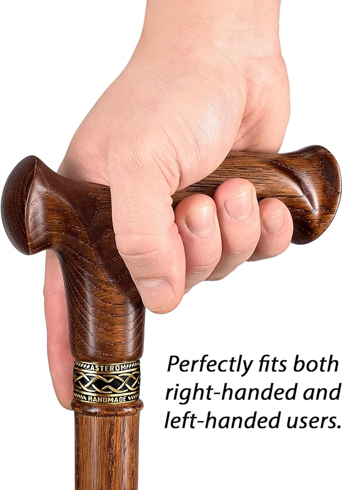 Asterom Walking Cane for Men & Women - Handmade, Ergonomic, Wooden Canes - Cool Walking Sticks for Seniors