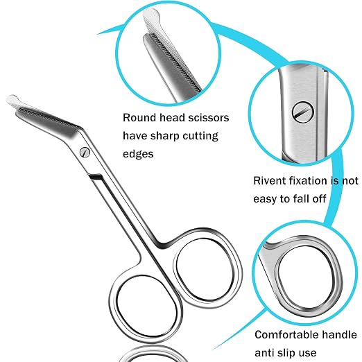 Zhehao 8 Pieces Ostomy Scissors Bandage Scissors Nursing Scissors Stainless Steel Scissors for Doctors, Nurses, Veterinary Home Nursing, 4.3 x 2.1 Inch, Curved (Silver)