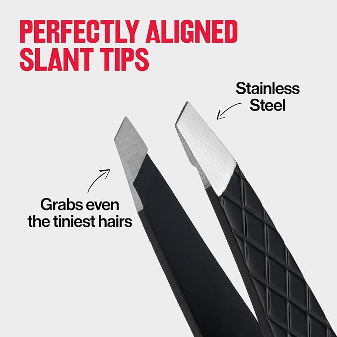 Revlon Eyebrow Tweezer, Stainless Steel | Pack of 2 | For Men & Women