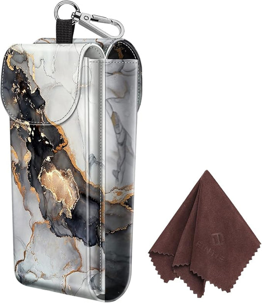 FINTIE Double Glasses Case with Carabiner Hook, Portable Vegan Leather Eyeglass Case Anti-scratch Sunglasses Pouch