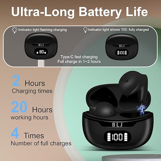 BLJ OTC Hearing Aids for Mild to Moderate Loss, Ergonomic Fit & Instant Use No App, 32-Channel DSP Noise-Cancelling & Feedback Suppression, Home/Office/Daily Use, Digital Display Case (Black)