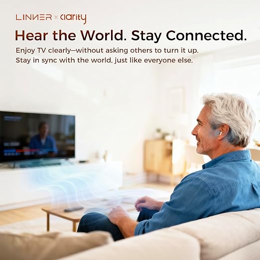 LINNER-New Saturn OTC Hearing Aids for Senior, Rechargeable Hearing Amplifiers with Comfort Design, Discreet & Nearly Invisible In-Ear Device for Adult, Noise Cancellation for Aid & Assist (Beige)