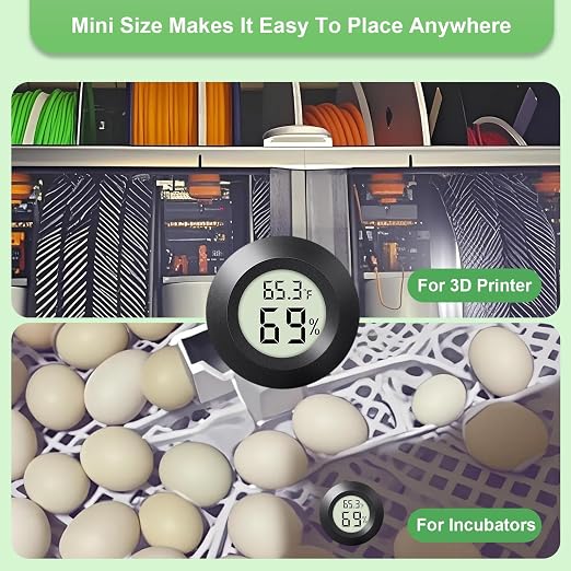 4-Pack Mini Hygrometer Thermometer Indoor Outdoor Round Humidity Meter, Small Digital LCD Monitor Thermometer Temperature Gauge Humidity Sensor (℉) or (℃) for Reptile Thermostat, Jars