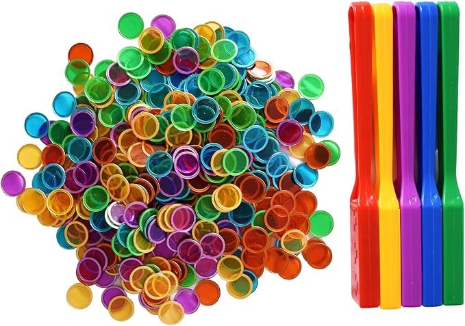 Yuanhe Magnetic Bingo Chips Set - 5 Colors Magnetic Wands with 500 Metal Chips for Counting and Sorting, Educational Activities