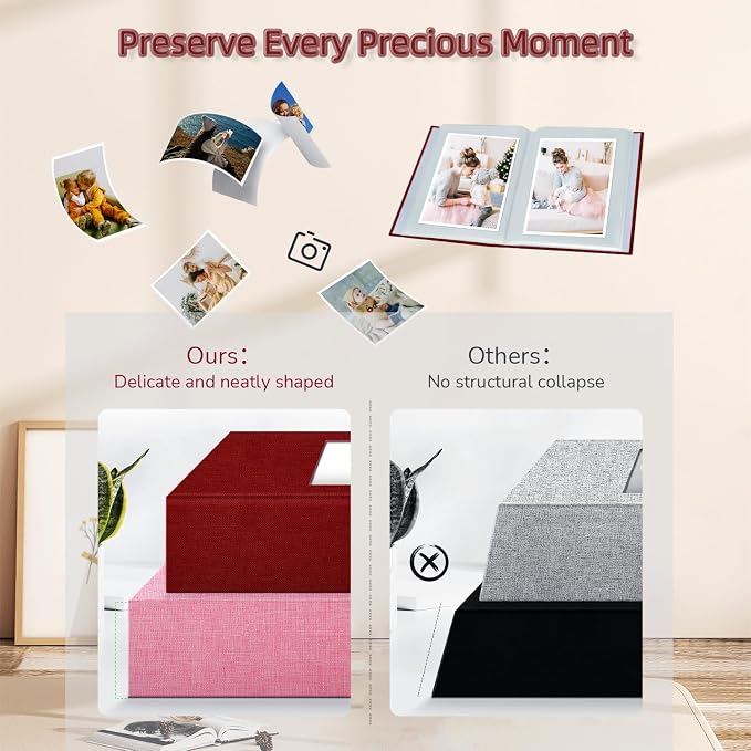 popotop Photo Album 4x6-100 Photos Photo Books with 100 Vertical Pockets,Linen Cover Albums for Family Wedding Anniversary Baby Vacation Pictures