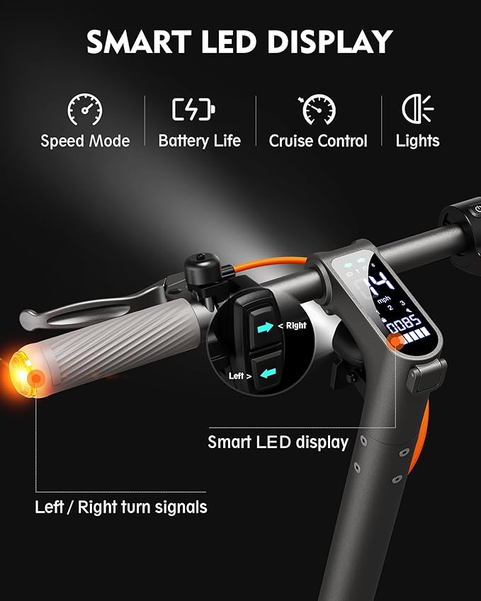 V22PRO Electric Scooter for Adults, 10" Honeycomb Tires, 14 Miles Range, 350W Motor & 20 MPH Portable Folding Commuting Electric Scooter with Turn Signals & App