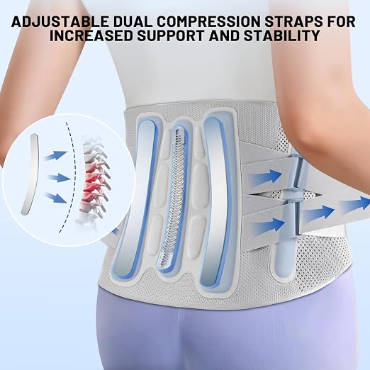 Plus Size Adjustable Back Brace-Size XXL(Belly 53.1-61.0 in), Featuring an Adjustable Triangle Support Pad,4 Steel Stays,and 1 Spring,Breathable Design,Ideal for Office and Housework.