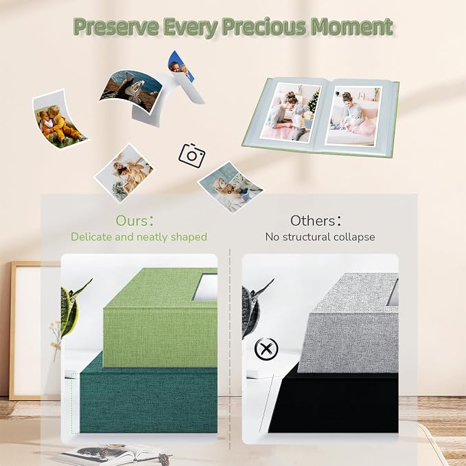 popotop Photo Album 4x6-100 Photos Photo Books with 100 Vertical Pockets,Linen Cover Albums for Family Wedding Anniversary Baby Vacation Pictures