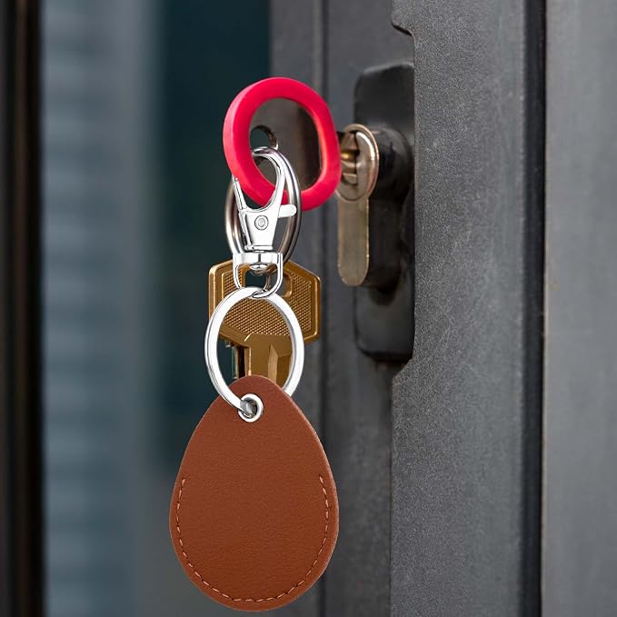 Psyqtsuary Leather Key Fob Holder, 4 Pcs PU Leather Keychain Key Holder for Keychain General Keys Fob, for Keys ID Keys Cards