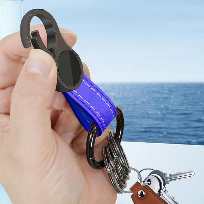 Idakekiy Key Chain with 4 Key Rings and Quick Release Carabiner Clip Leather Car Keychain for Men and Women