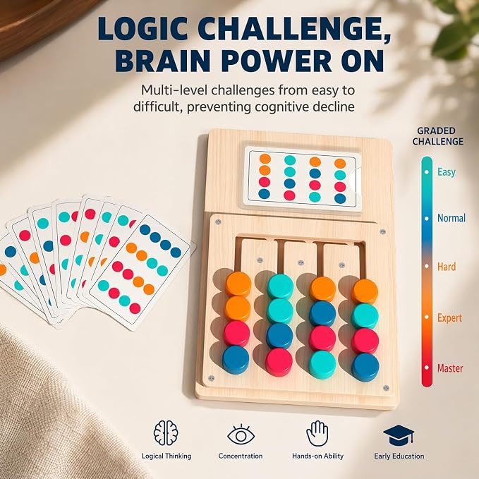 Dementia Activities for Seniors, Easy Wooden Alzheimer's Products for Elderly, Color Memory Games for Adults, Large Sensory Busy Boards with Fidget Gadgets for Adult Dementia Patients