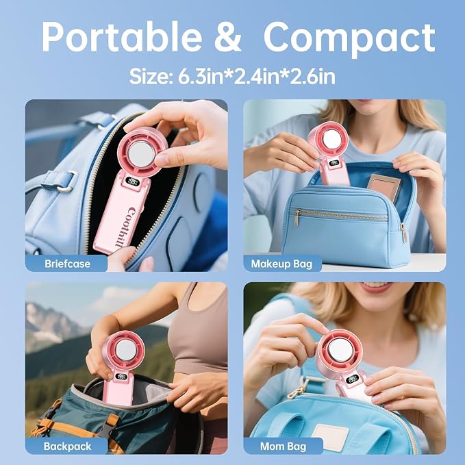 Handheld Portable Fan with Ice Cooler: 199-Speed 5500mAh | 20000 RPM Air Turbo Tech Portable Design Powerful Mini Personal Fan for Travel, Outdoor,Beach,Makeup, Summer