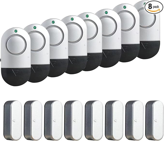 Window Alarm Sensors, Door Alarms for Home Security,120 DB Pool Door Alarm for Kids Safety (8 Pack)