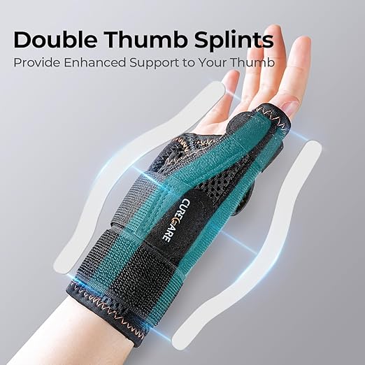 New Updated Thumb Brace for Women and Men, Reversible Trigger Thumb Splint for Day & Night Support, Breathable Thumb Stabilizer for Arthritis, Tendonitis, Sprains Thumb Pain Relief (Black)