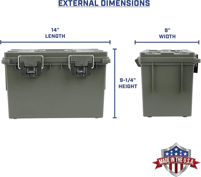 Sheffield XL Ammo Box Made in USA, Stackable Lockable Ammo Storage Box | 2 Pack Lockable Storage Box, Water and Dust Resistant Dry Box, Secures Hunting Gear, Gun Accessories, Supplies, and Bullets