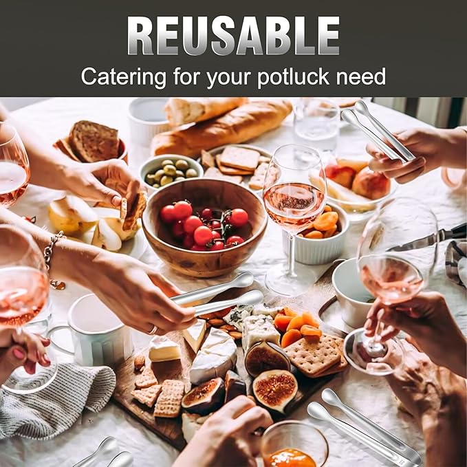 12 PCS Mini Serving Tongs, 6 Inch Small Sugar Tongs, Stainless steel Small Kitchen Tiny Food Tongs for Serving Food, Coffee Bar, Tea Party, Desserts Party and Ice Bucket