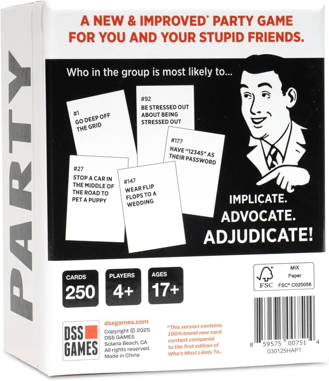 Who's Most Likely To... 100% NEW Cards | Group Party Game | Ages 17+ | 250 Cards, Adults and Teens Game, Game Night, Girls Night, Pregames, Birthdays, Game Gift Idea, Bachelorette Parties