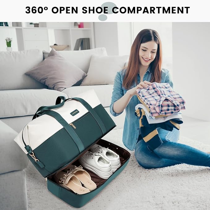 LOVEVOOK Weekender Bag for Women, Large Duffle Bag for Travel with 2 Packing Cubes, Carry on Overnight Bag with Shoe Compartment, Mom Hospital Bags for Labor and Delivery